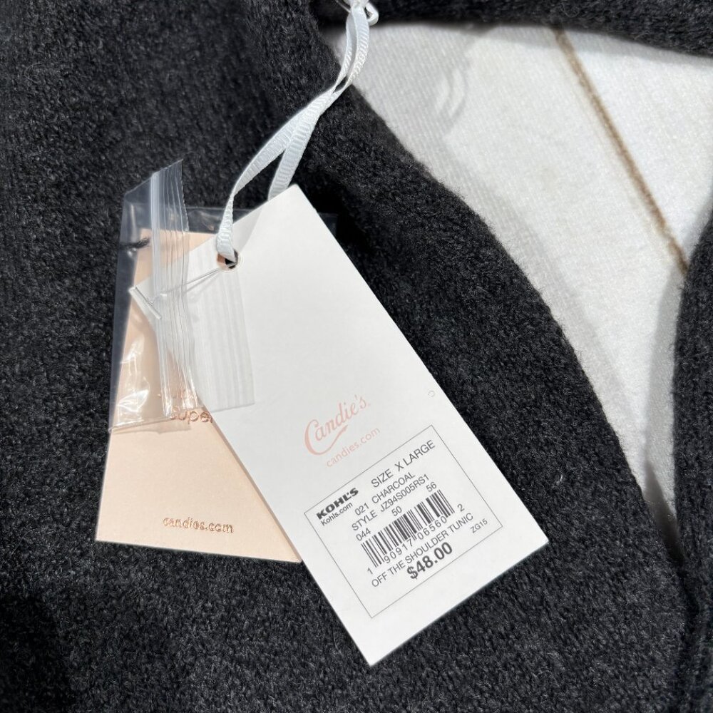 NEW Candies Junior's XL Sweater Dress Long Tunic Cowl Gray Skiing Winter NWT - Picture 4 of 16